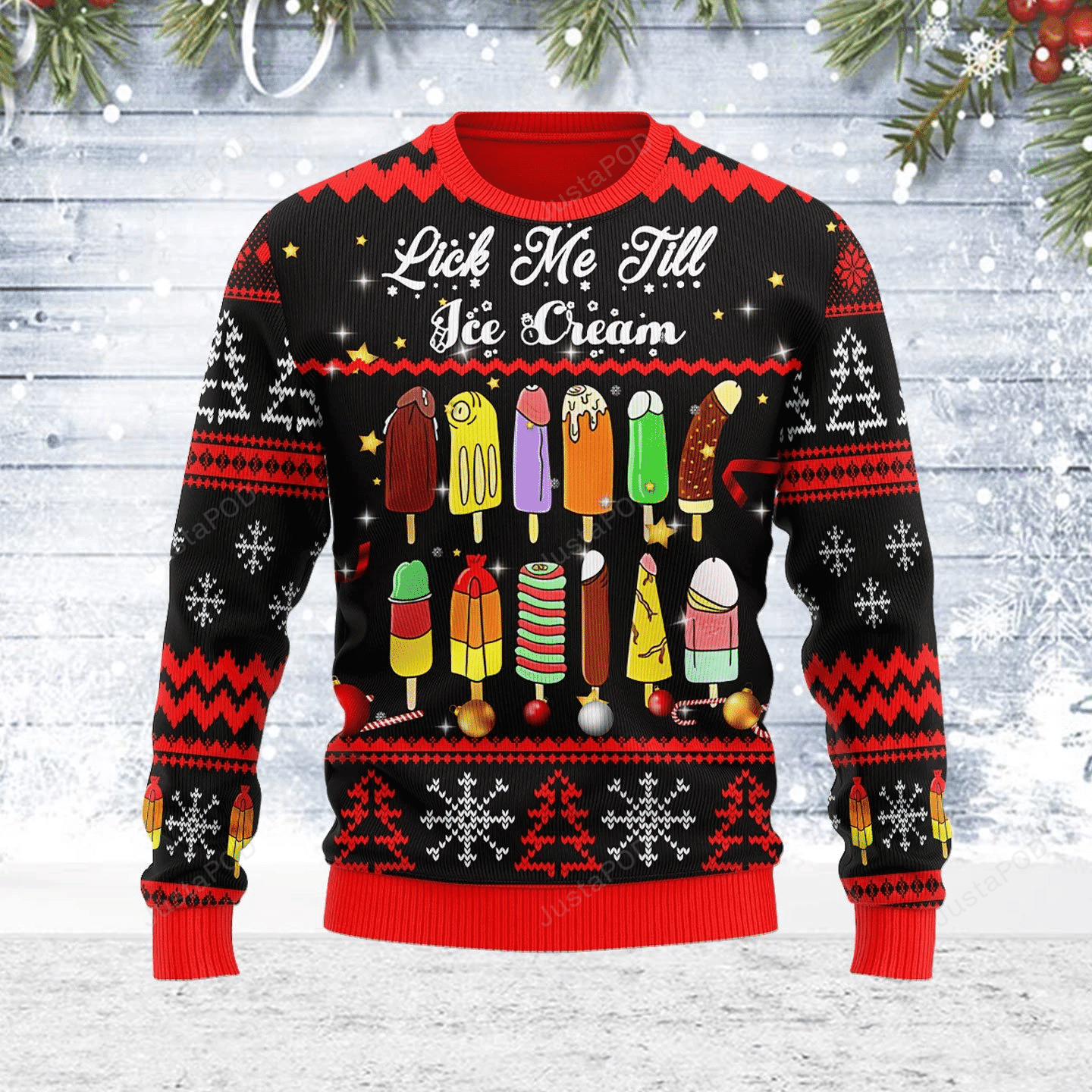 Merry Christmas Gearhomies Lick Me Till Ice Cream Ugly Christmas Sweater, Perfect Holiday Gift