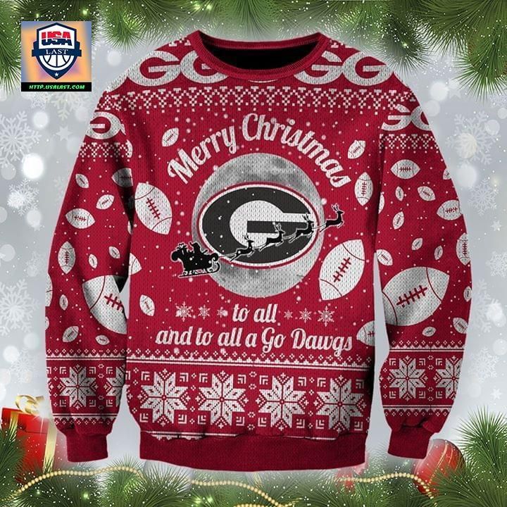 Merry Christmas Georgia Bulldogs To All And To All A Go Dawgs Ugly Christmas 3D Printed Sweater
