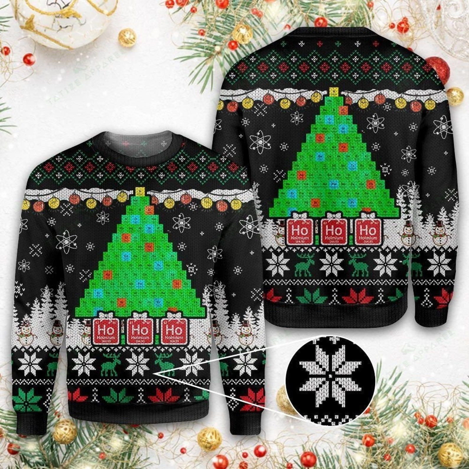 Merry Christmas Ho Ho Ho For Science Lovers Ugly Christmas Sweater,