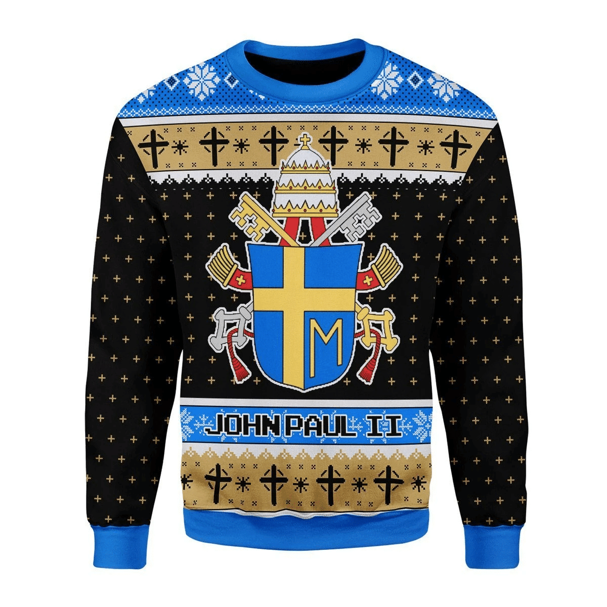 Merry Christmas John Paul Ii Coat Of Arms For Unisex Ugly Christmas Sweater, Perfect Holiday Gift