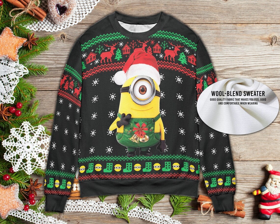 Merry Christmas Minion 3D Full Printing Ugly Christmas Sweater