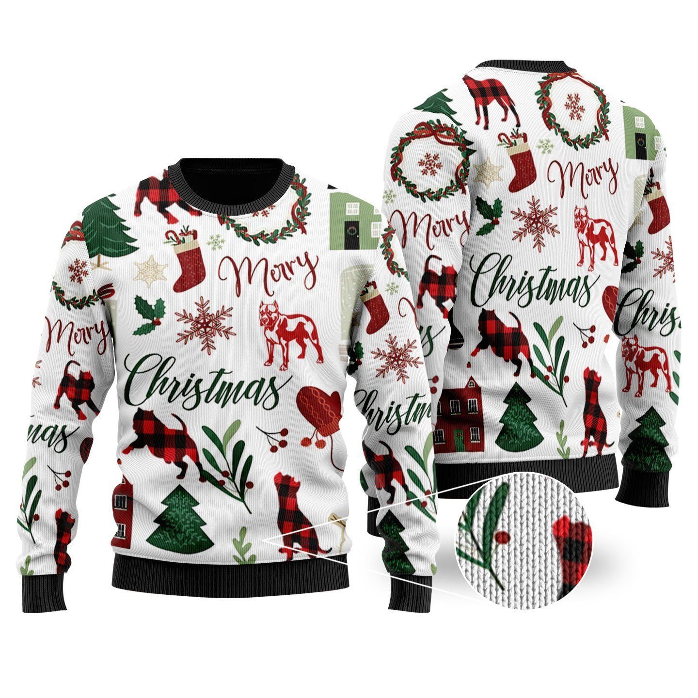 Merry Christmas - Pitbull Ugly Christmas Sweater, Perfect Holiday Gift