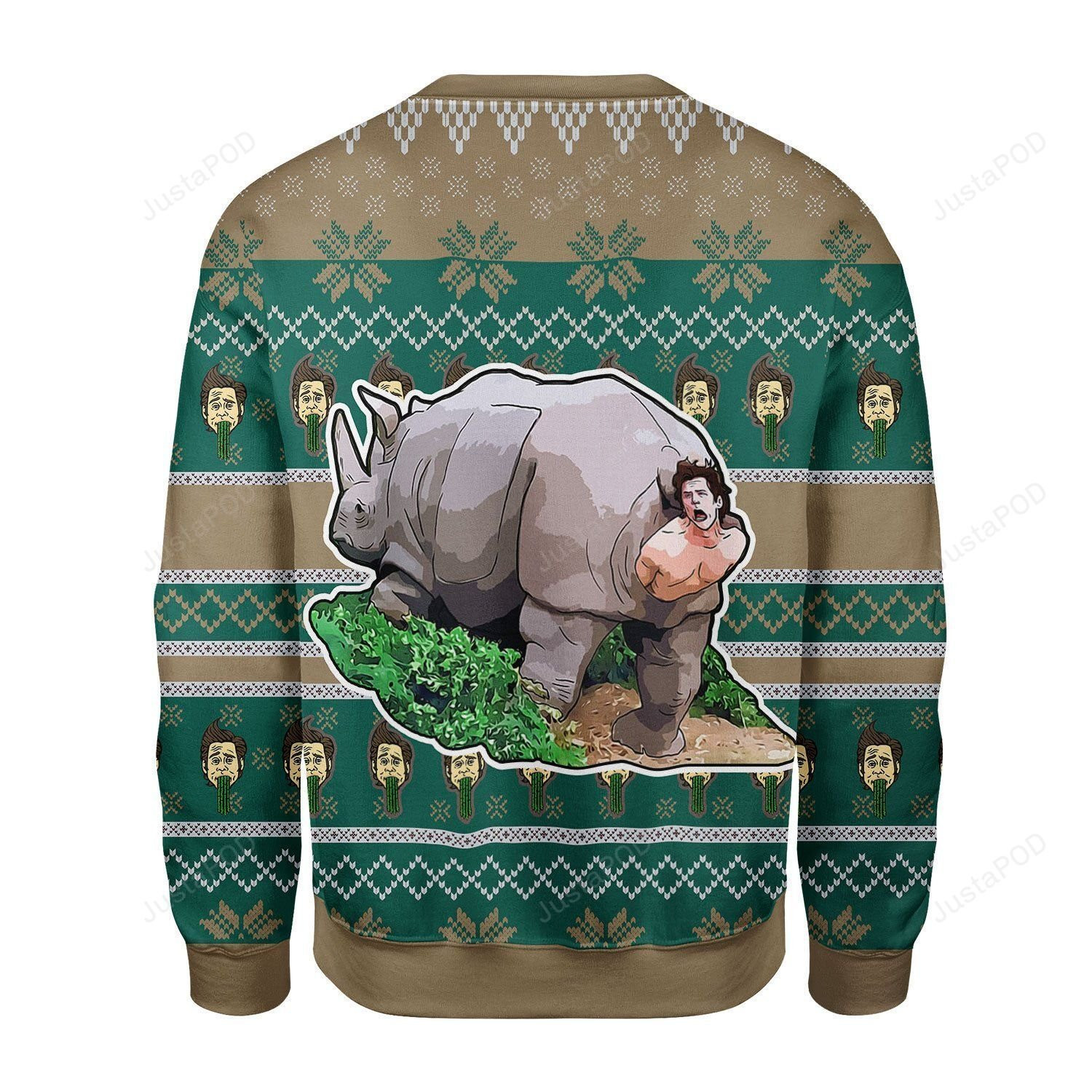 Merry Christmas Rhino Giving Birth Ugly Christmas Sweater, Perfect Holiday Gift