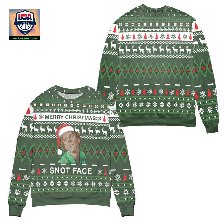 Merry Christmas Snot Face Drop Dead Fred Ugly Christmas Sweater Green