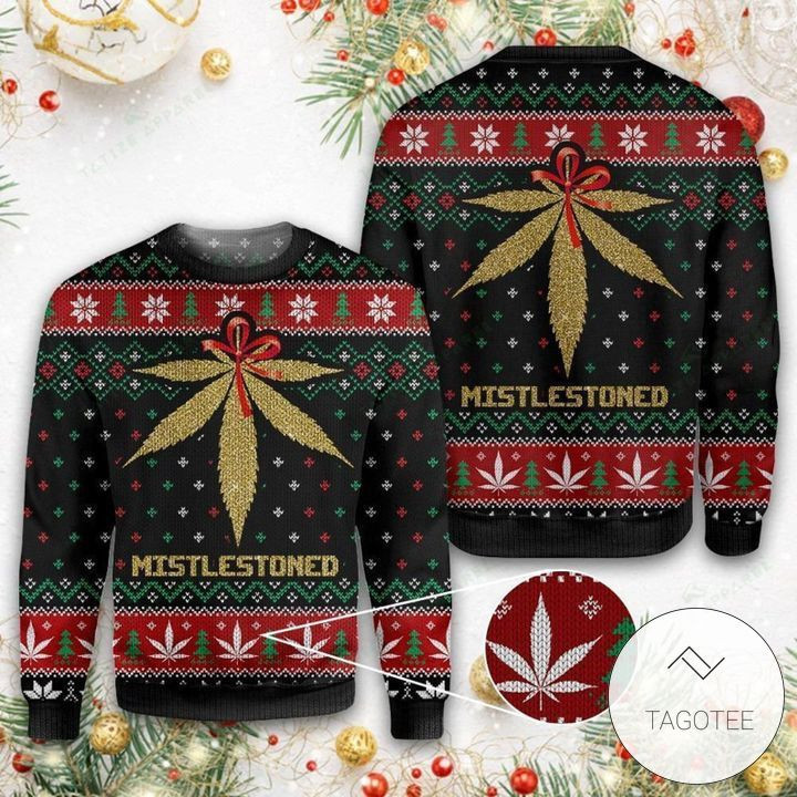 Merry Christmas Weed Mistlestoned Ugly Christmas Sweater, Perfect Holiday Gift