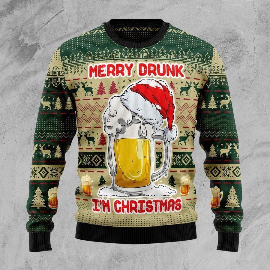 Merry Drunk Beer Ugly Christmas Sweater Perfect Holiday Gift