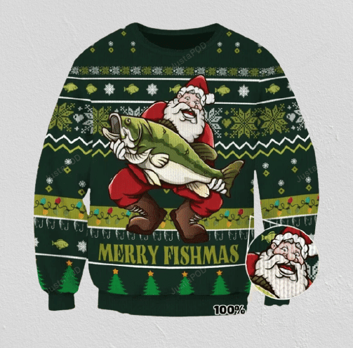 Merry Fishmas For Unisex Ugly Christmas Sweater,