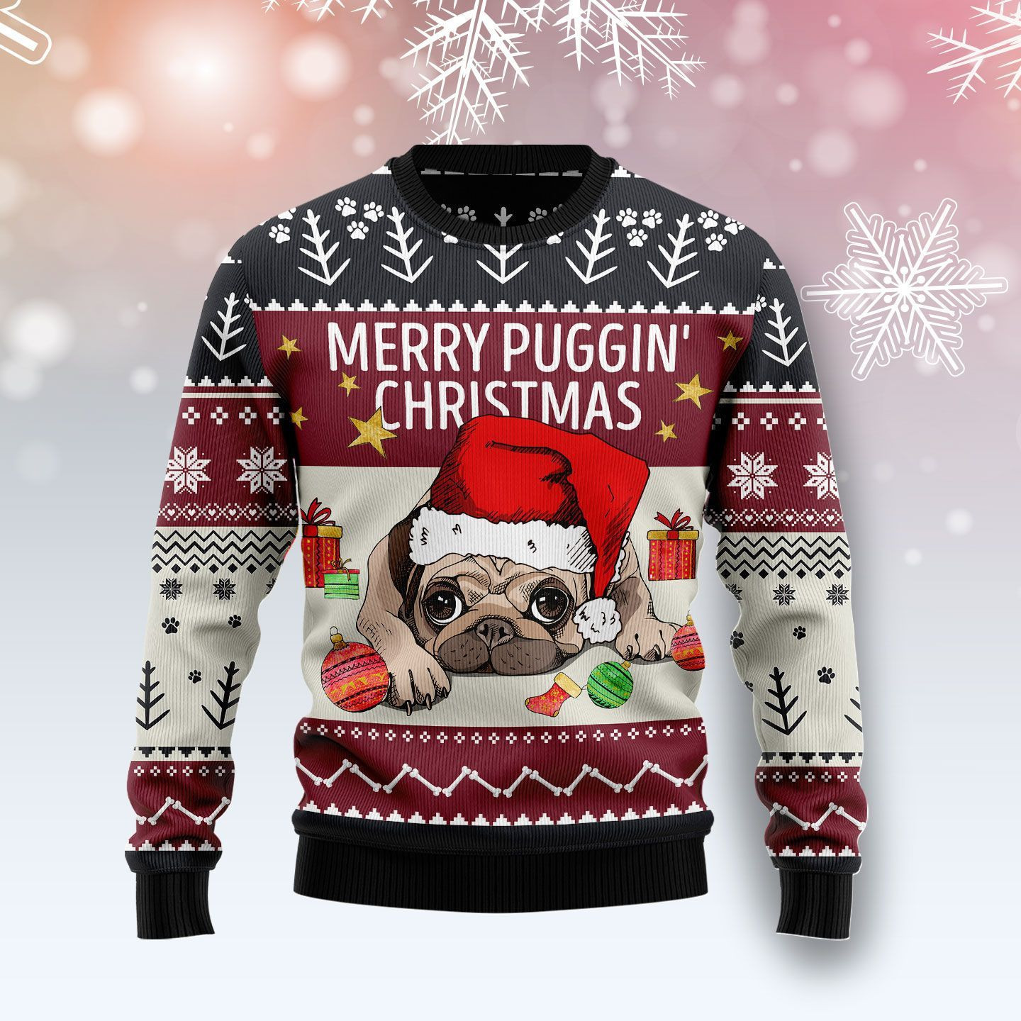 Merry Puggin? Christmas For Unisex Ugly Christmas Sweater,