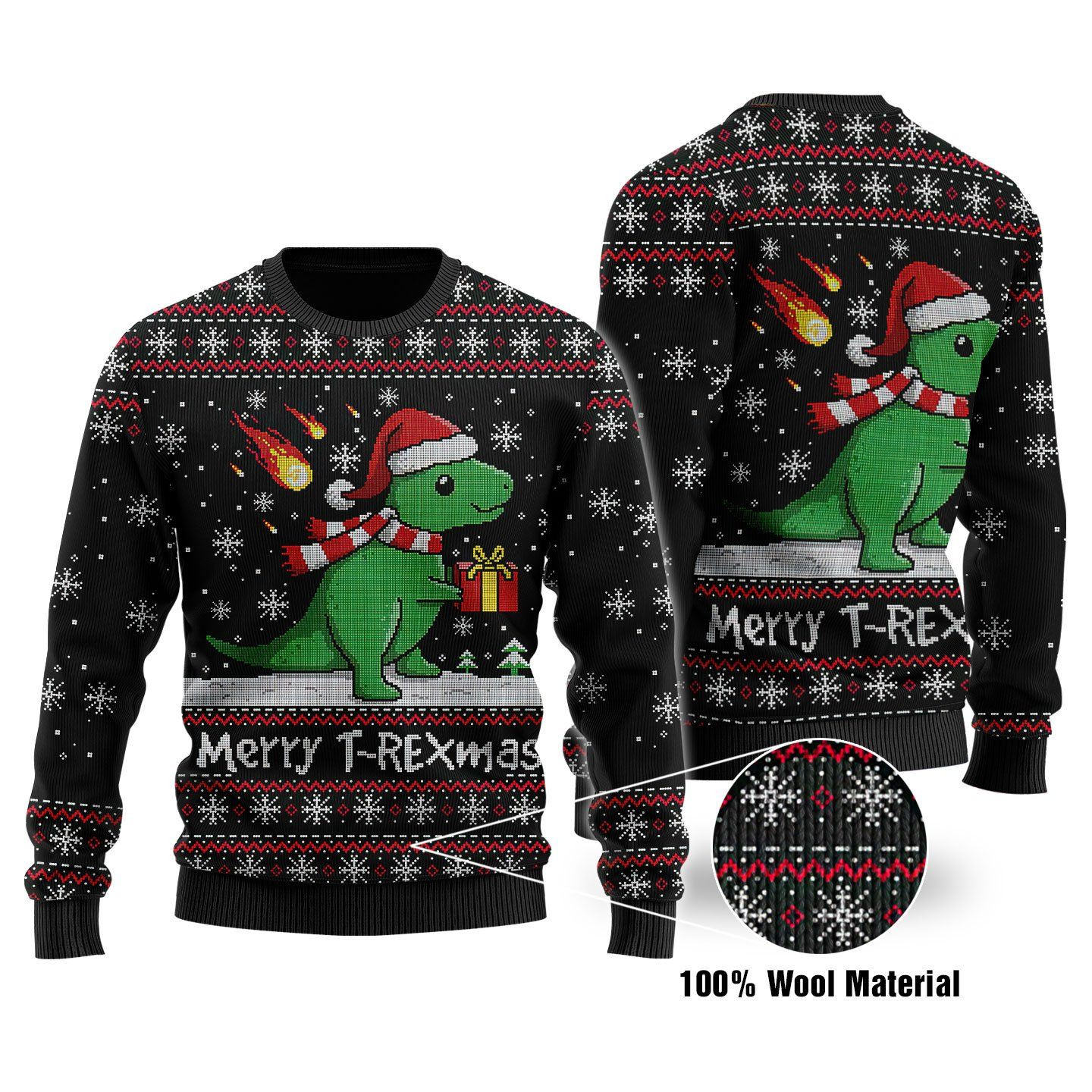 Merry T-Rexmas 3D Printed Ugly Christmas Sweater