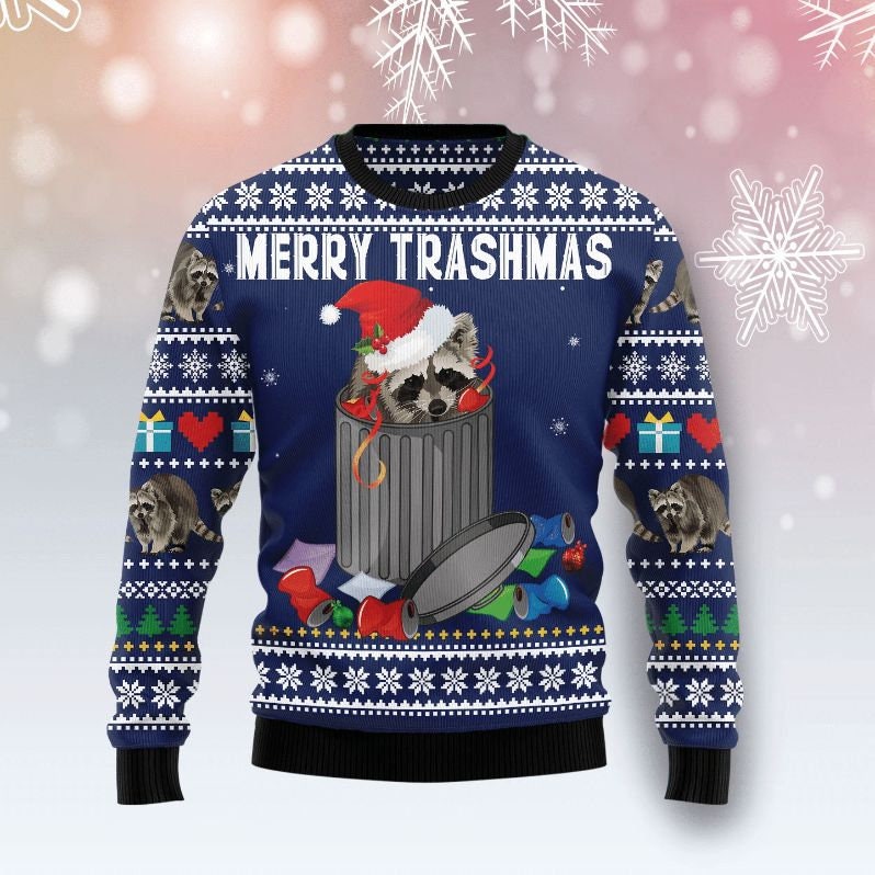 Merry Trashmas Opossum Ugly Christmas Sweater
