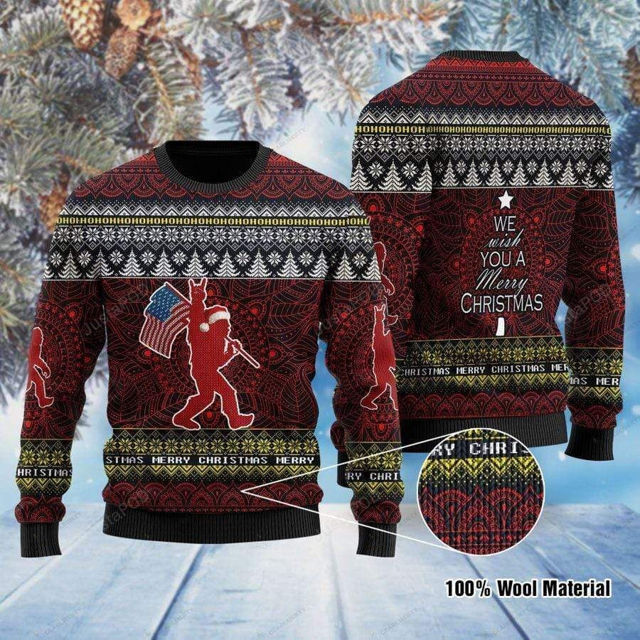 Mery Christmas Bigfoot Ugly Christmas Sweater
