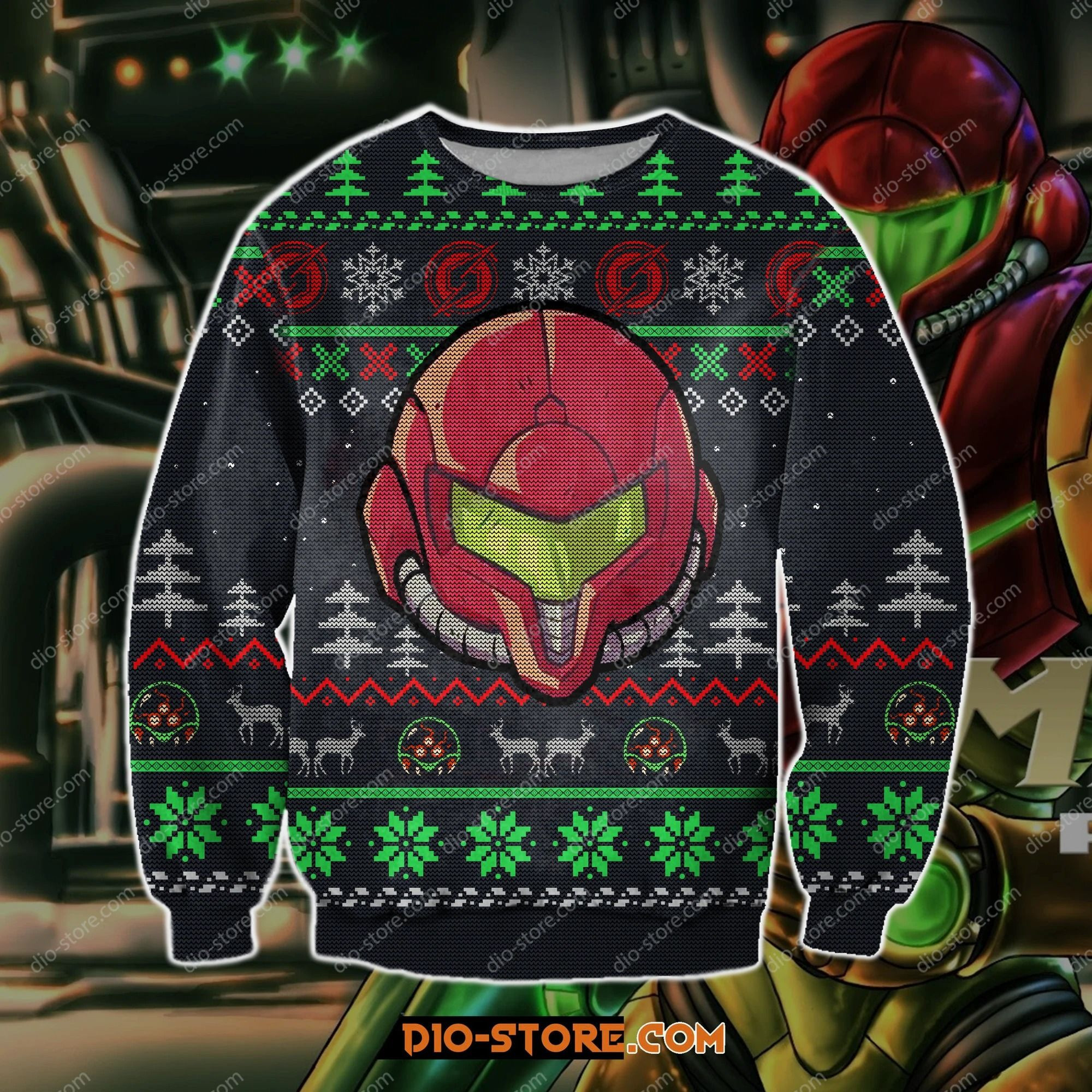 Metroid Game Knitting Pattern 3D Print Ugly Christmas Sweater,