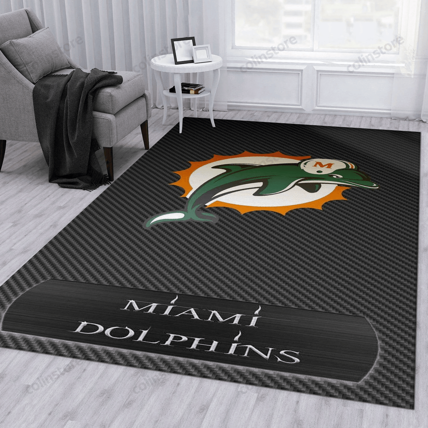 Miami Dolphins 1 Rectangle Area Rug – Full Print Carpet For Living Room & Bedroom Home Decor