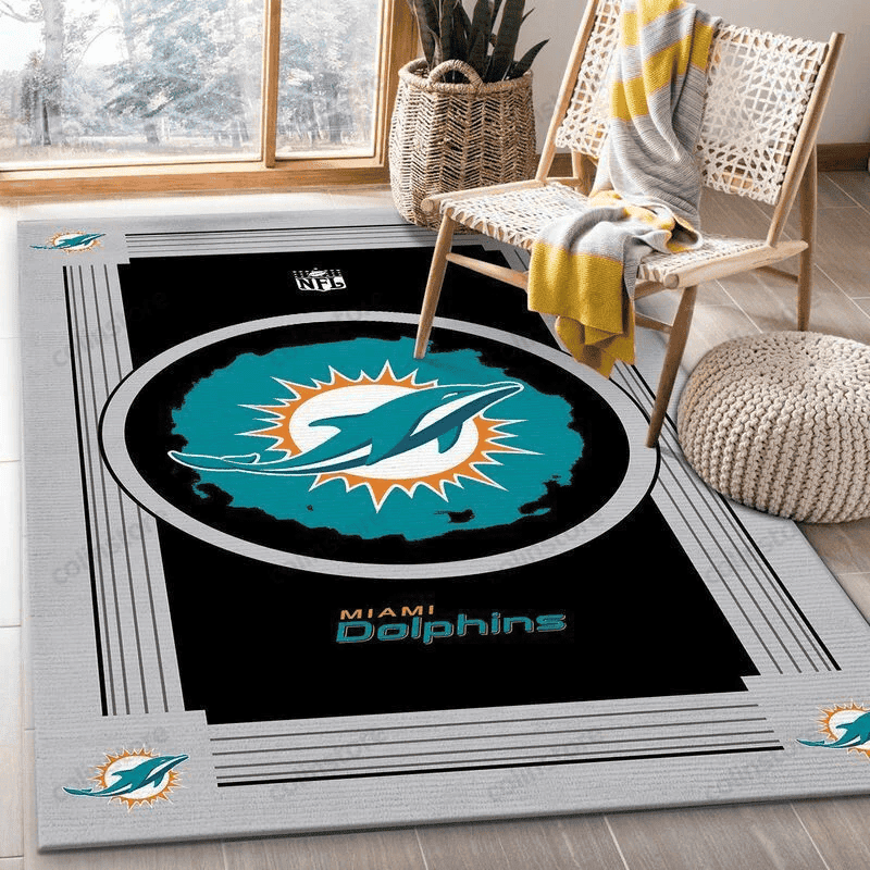 Miami Dolphins 19 3D Rectangle Area Rug – Full Print Carpet For Living Room & Bedroom Home Decor