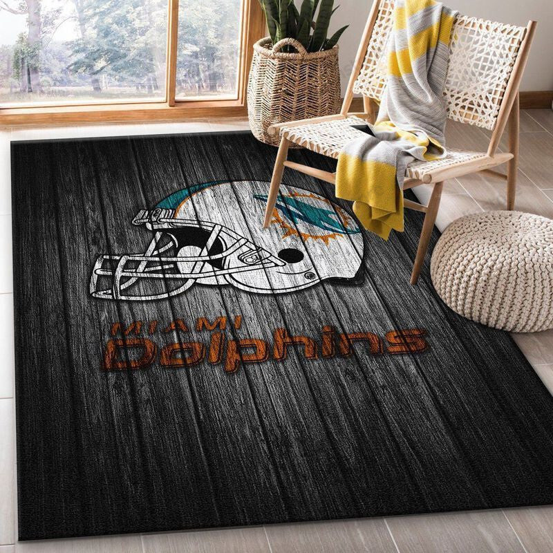 Miami Dolphins 22 3D Rectangle Area Rug – Full Print Carpet For Living Room & Bedroom Home Decor