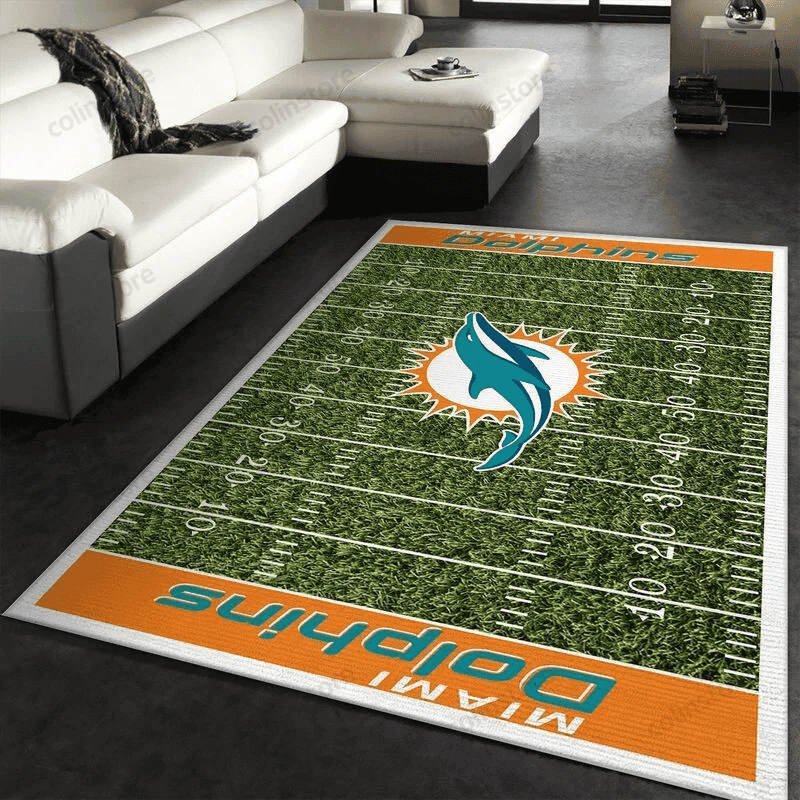 Miami Dolphins 26 3D Rectangle Area Rug – Full Print Carpet For Living Room & Bedroom Home Decor