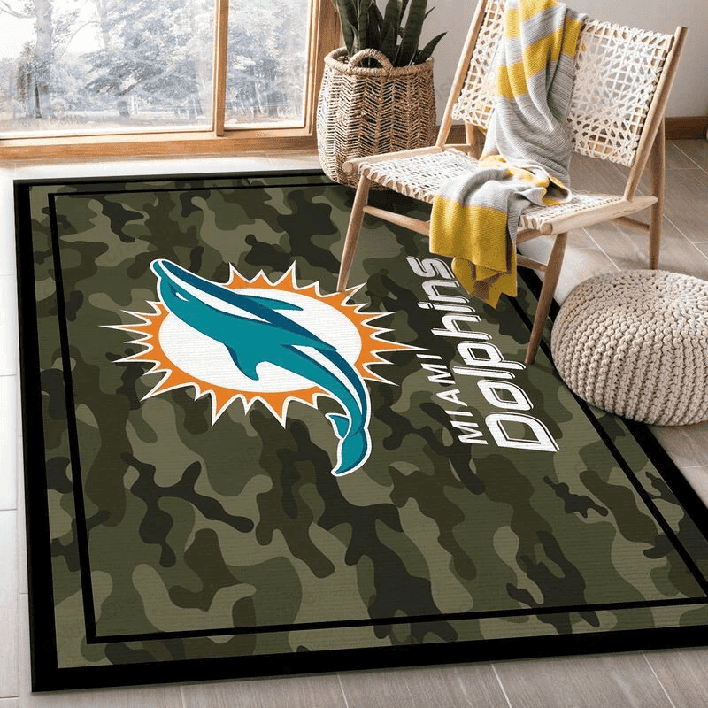 Miami Dolphins 27 3D Rectangle Area Rug – Full Print Carpet For Living Room & Bedroom Home Decor