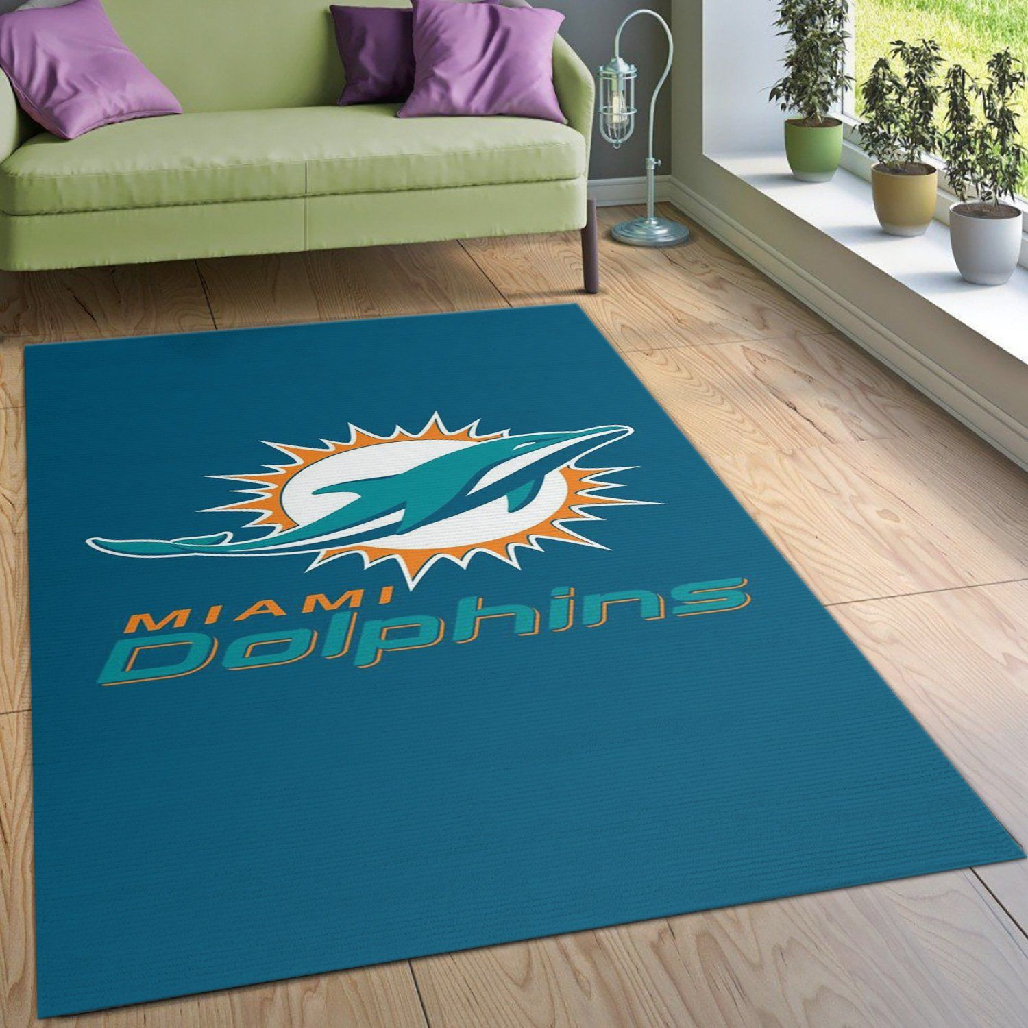 Miami Dolphins 3 Rectangle Area Rug – Full Print Carpet For Living Room & Bedroom Home Decor
