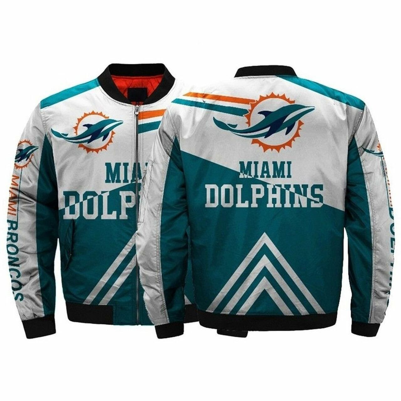 Miami Dolphins Bomber Jacket | NFL Team Jacket for Men & Women | Football Fan Gift