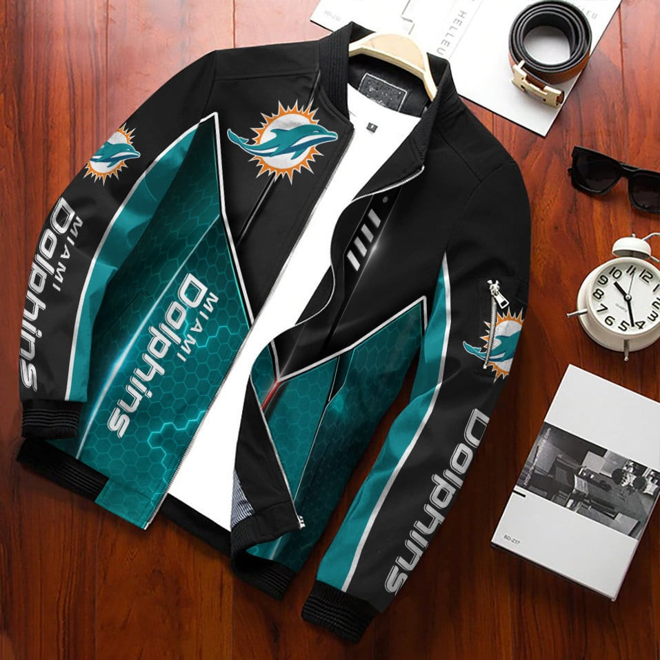Miami Dolphins Bomber Jacket | NFL Team Jacket for Men & Women | Football Fan Gift