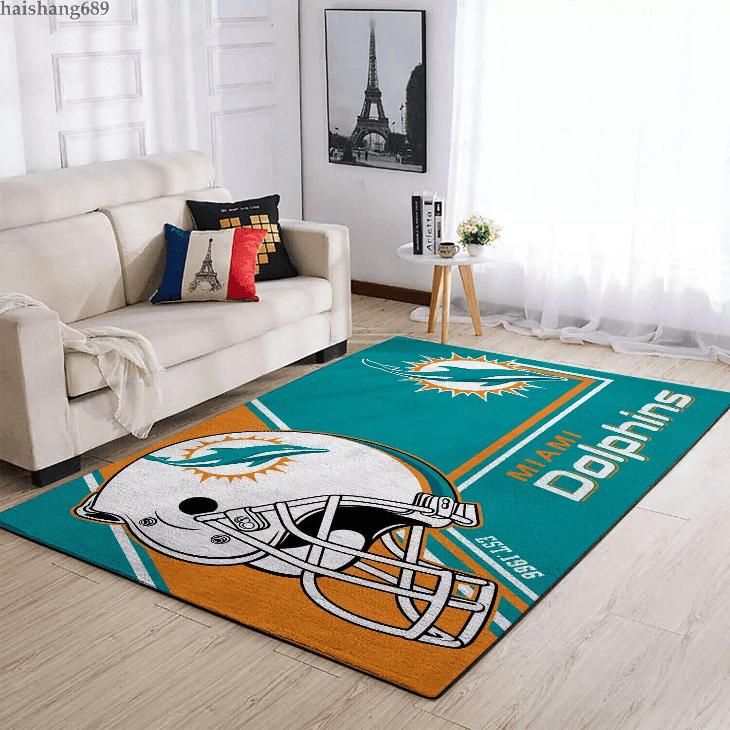 Miami Dolphins Flannel Carpet Anti-skid Rectangle Area Rug – Full Print Carpet For Living Room & Bedroom Home Decor