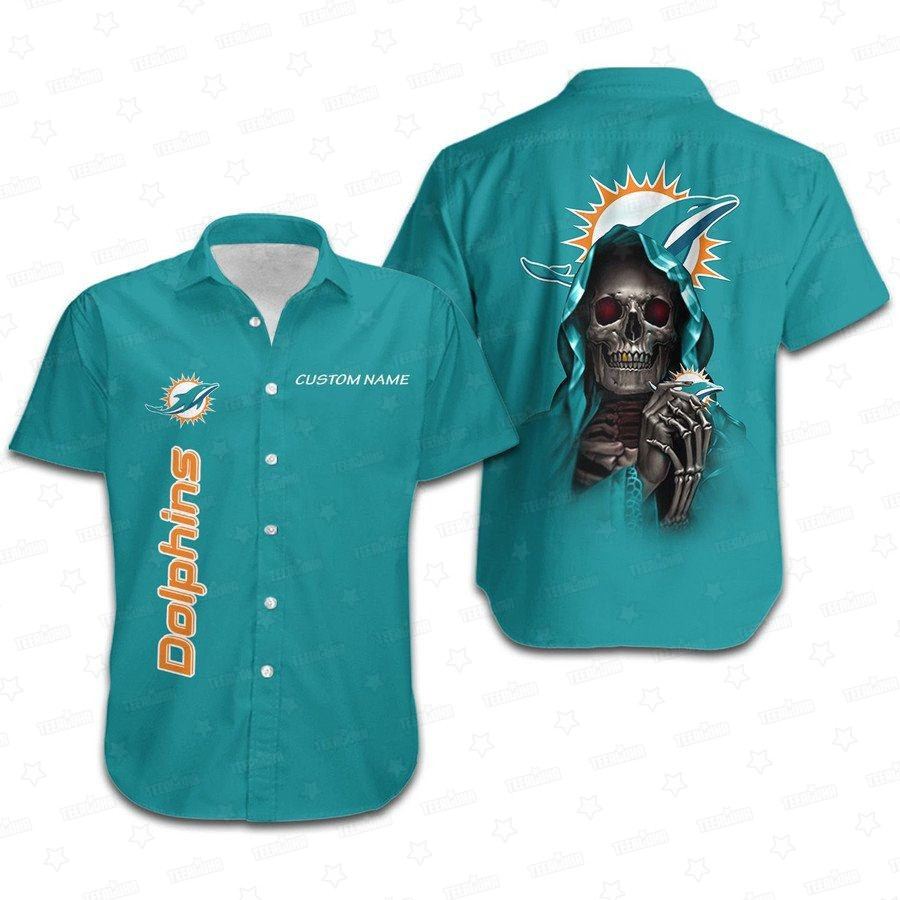 Miami Dolphins Grim Reaper Aloha Hawaiian Shirt for Men & Women