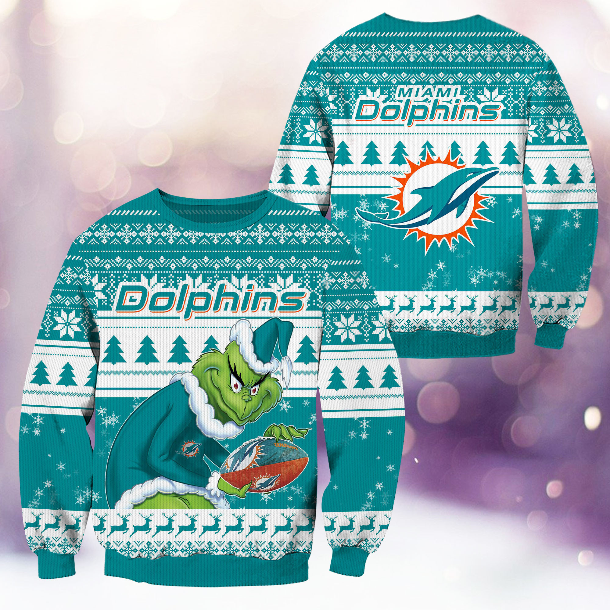 Miami Dolphins Grinch Ugly Christmas Sweater,