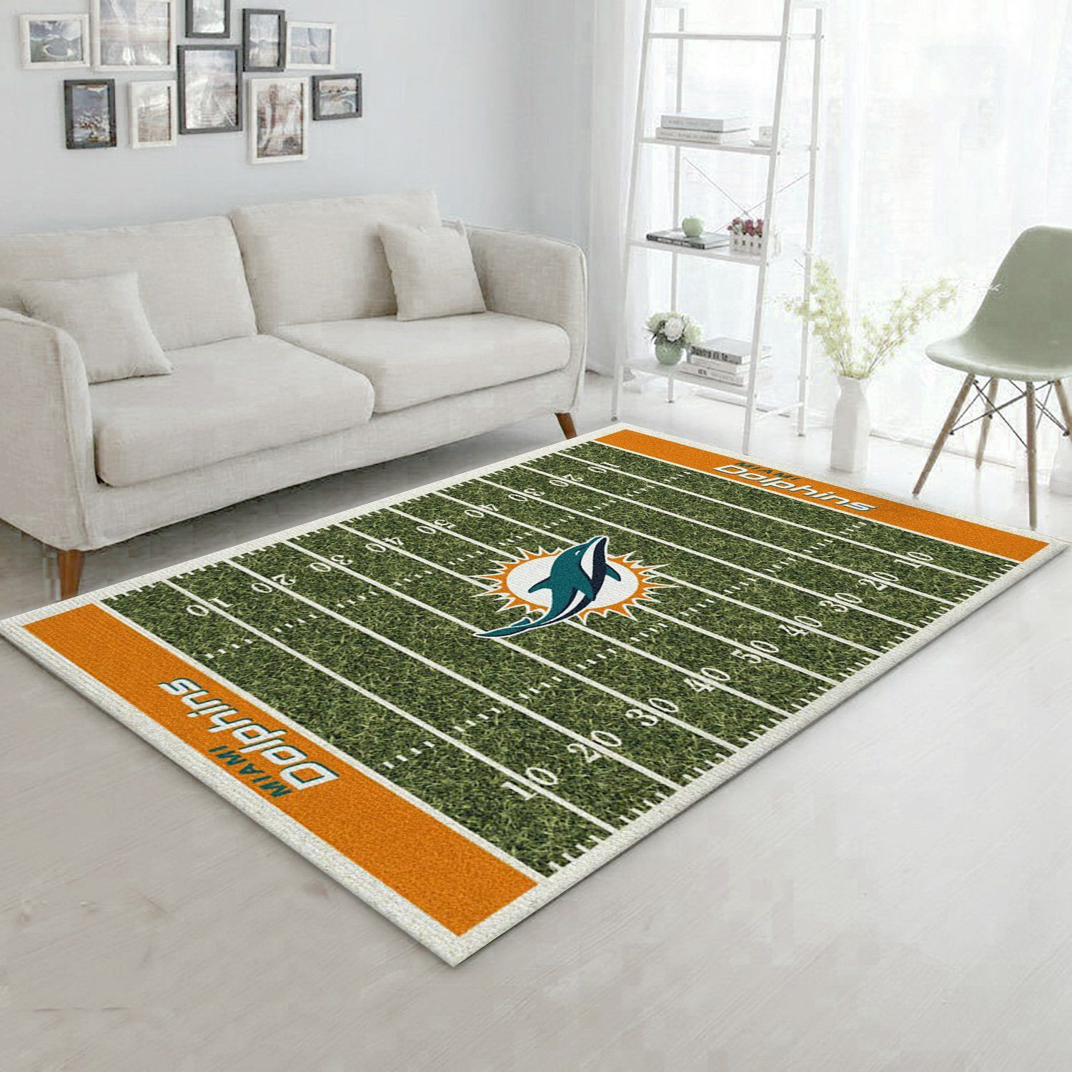 Miami Dolphins Imperial Homefield Rug Rectangle Area Rug – Full Print Carpet For Living Room & Bedroom Home Decor