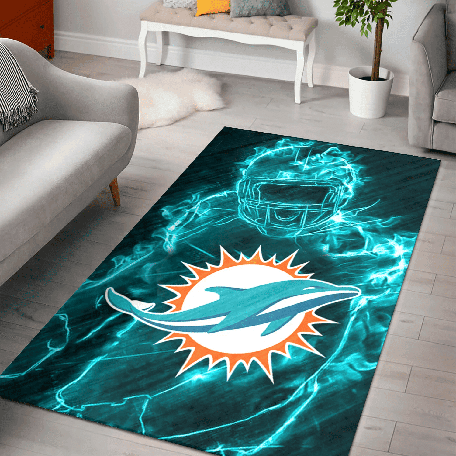 Miami Dolphins Legend 3D Full Print Rectangle Area Rug – Full Print Carpet For Living Room & Bedroom Home Decor