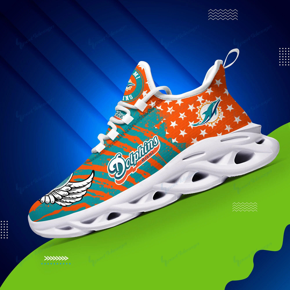 Miami Dolphins Max Soul Shoes Sneakers for Men And Women – NFL Football Fan Shoes, Team Sneakers