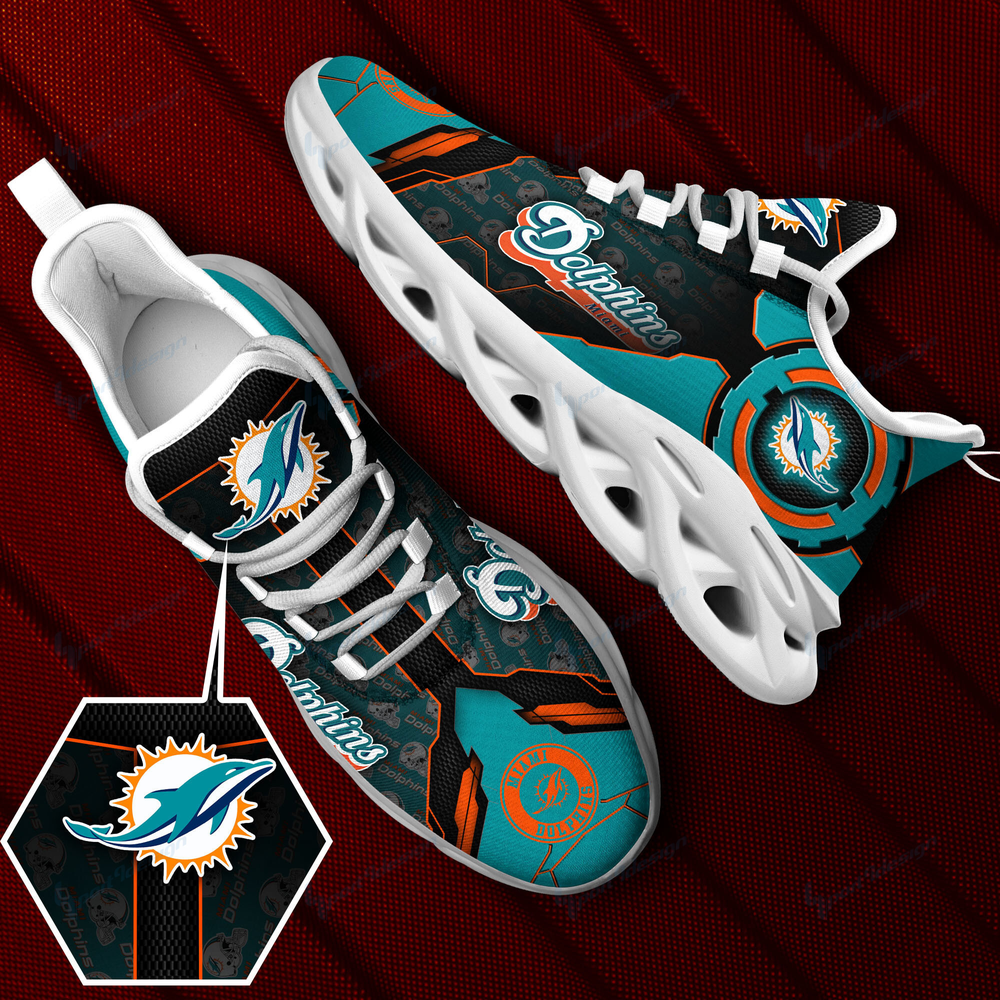 Miami Dolphins Max Soul Shoes Sneakers for Men And Women – NFL Football Fan Shoes, Team Sneakers