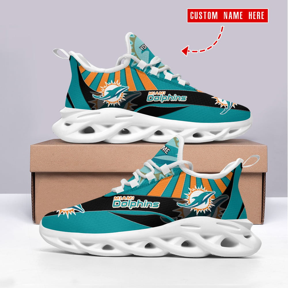 Miami Dolphins Max Soul Shoes Sneakers for Men And Women – NFL Football Fan Shoes, Team Sneakers