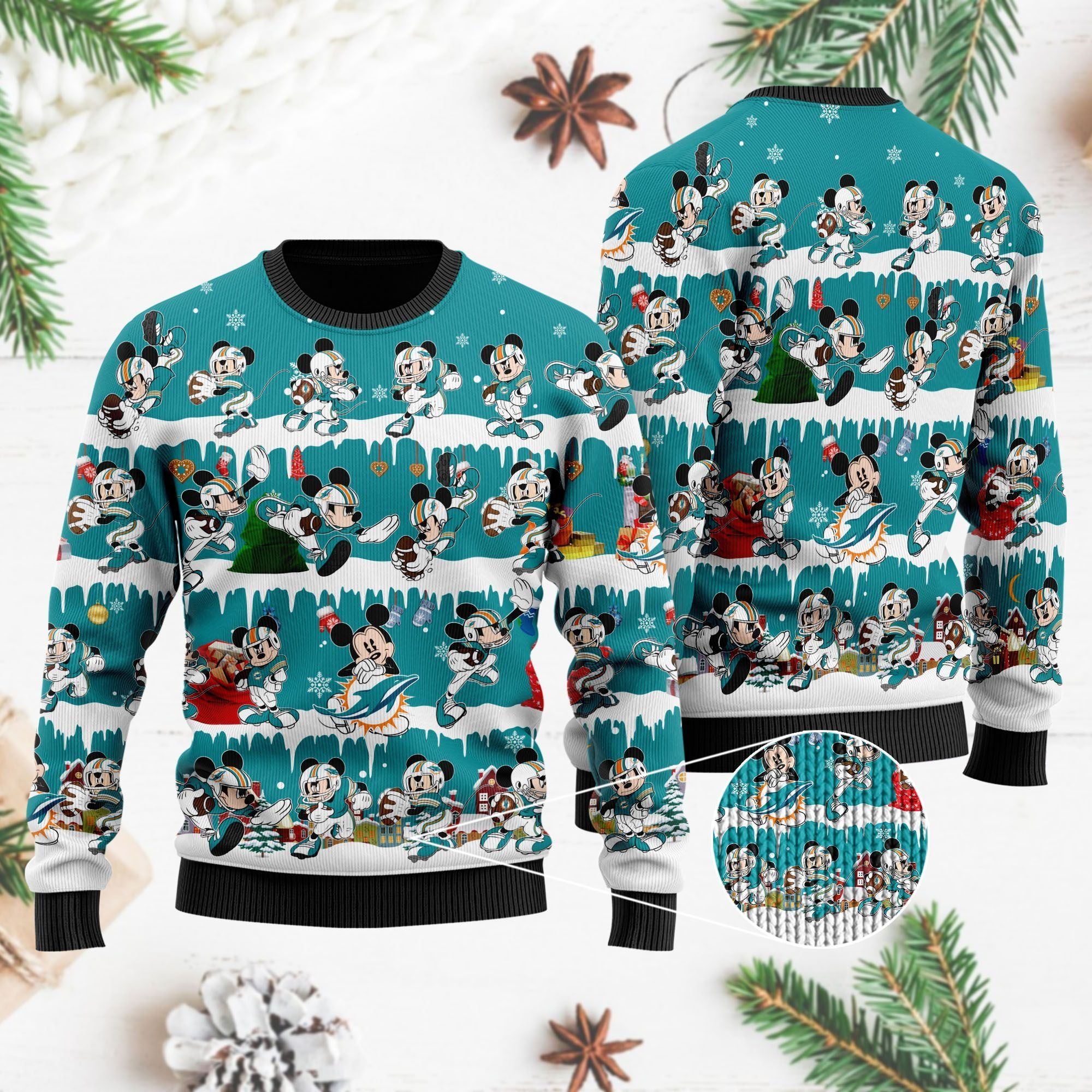 Miami Dolphins Mickey NFL American Football Ugly Christmas Sweater