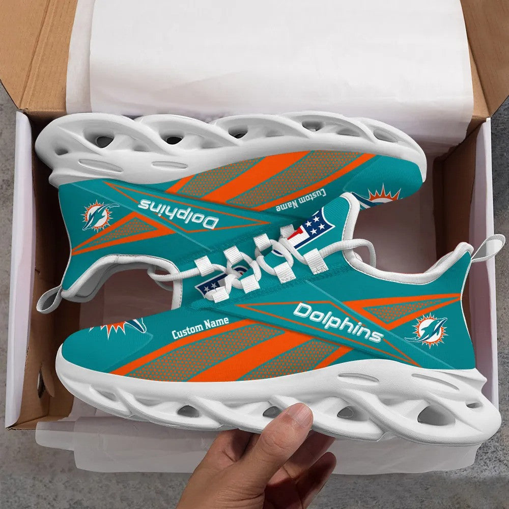 Miami Dolphins NFL Max Soul Shoes Sneakers for Men And Women – NFL Football Fan Shoes, Team Sneakers