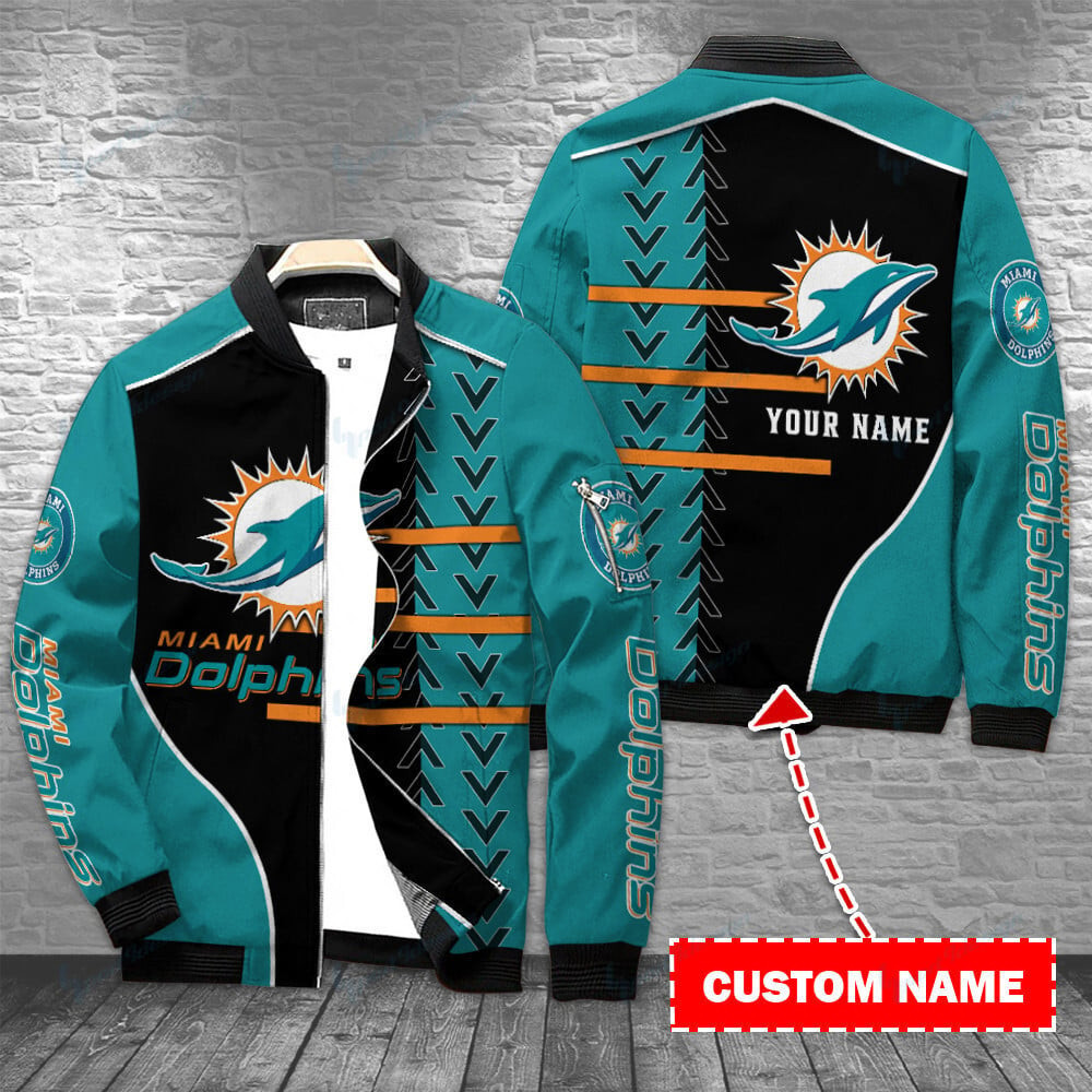 Miami Dolphins Personalized Bomber Jacket | NFL Team Jacket for Men & Women | Football Fan Gift