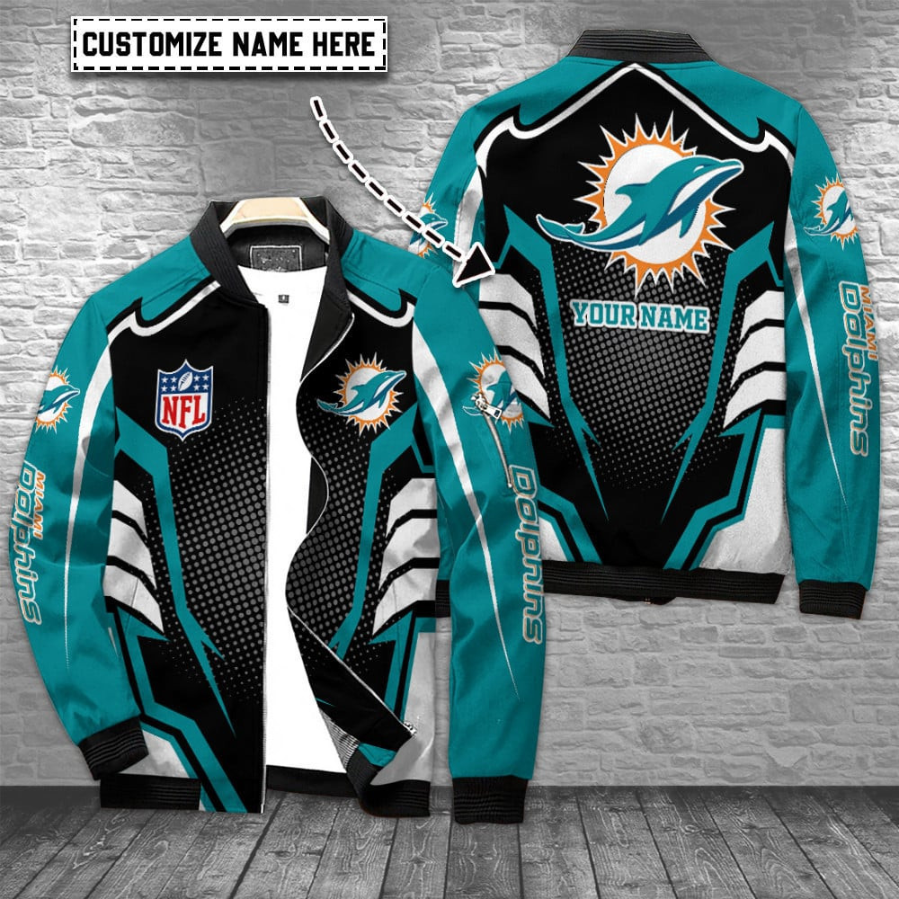 Miami Dolphins Personalized Bomber Jacket | NFL Team Jacket for Men & Women | Football Fan Gift