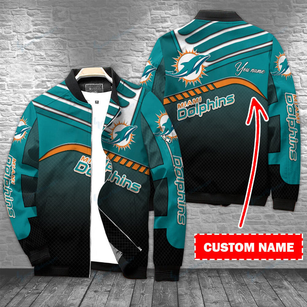 Miami Dolphins Personalized Bomber Jacket | NFL Team Jacket for Men & Women | Football Fan Gift