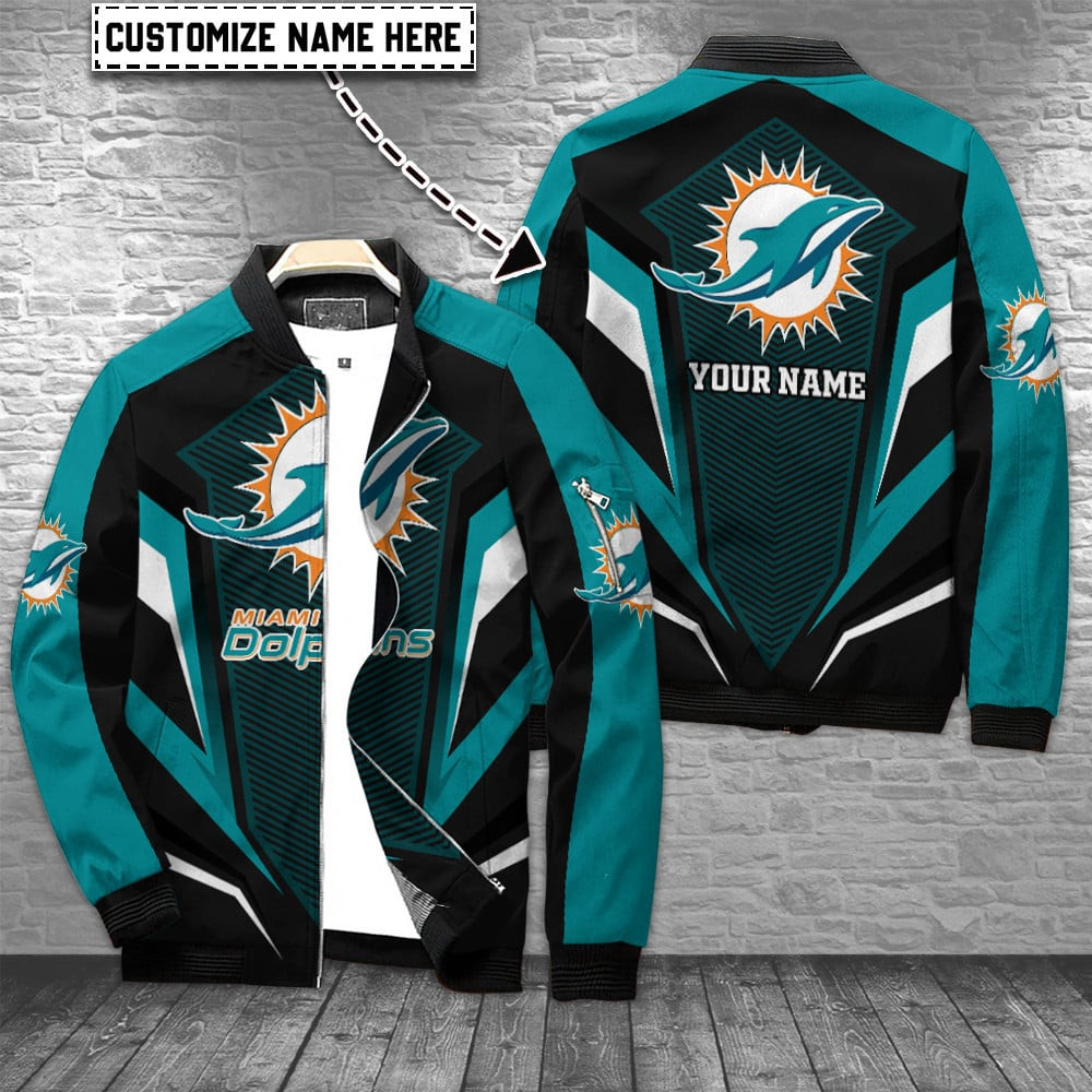 Miami Dolphins Personalized Bomber Jacket | NFL Team Jacket for Men & Women | Football Fan Gift