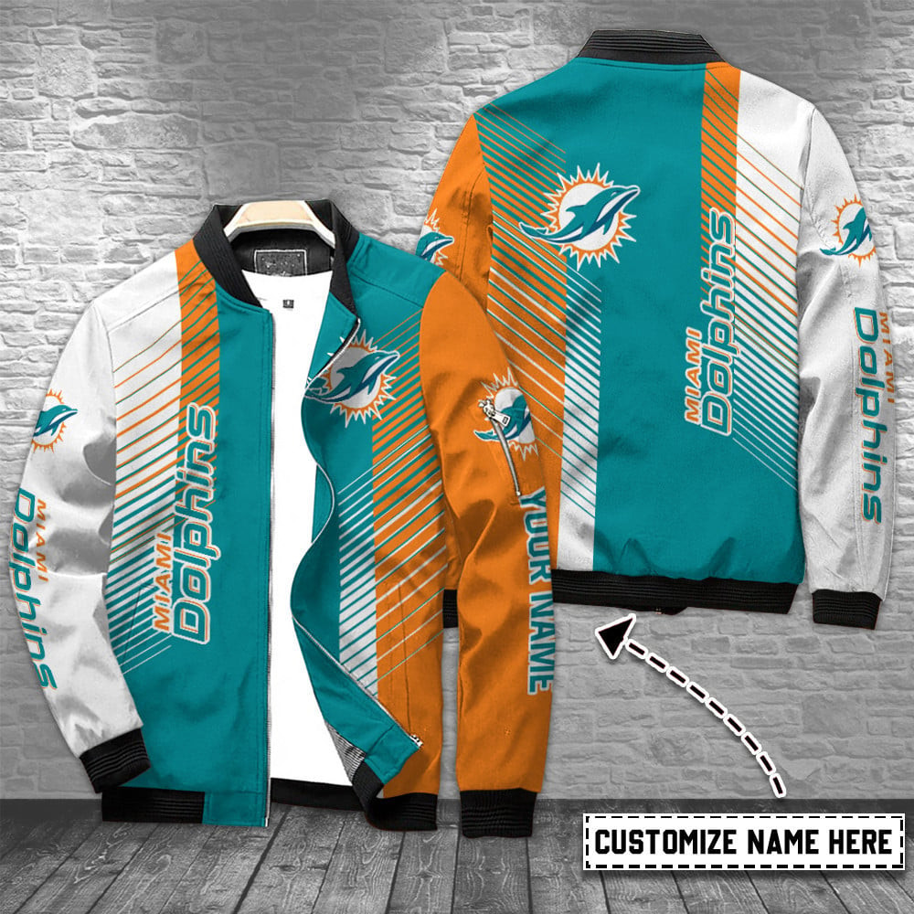 Miami Dolphins Personalized Bomber Jacket | NFL Team Jacket for Men & Women | Football Fan Gift