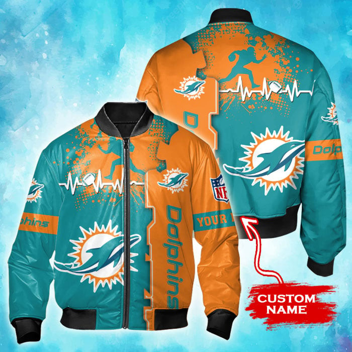 Miami Dolphins Personalized Thick Bomber Jacket | NFL Team Jacket for Men & Women | Football Fan Gift