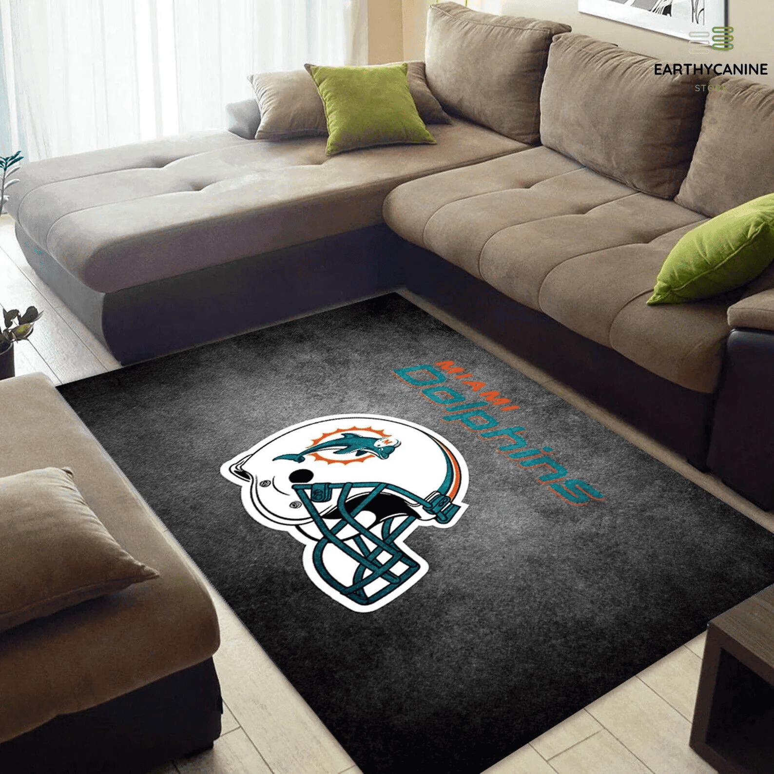 Miami Dolphins Rectangle Area Rug – Full Print Carpet For Living Room & Bedroom Home Decor