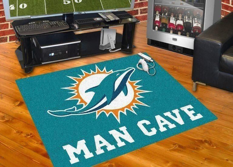 Miami Dolphins Rectangle Area Rug – Full Print Carpet For Living Room & Bedroom Home Decor