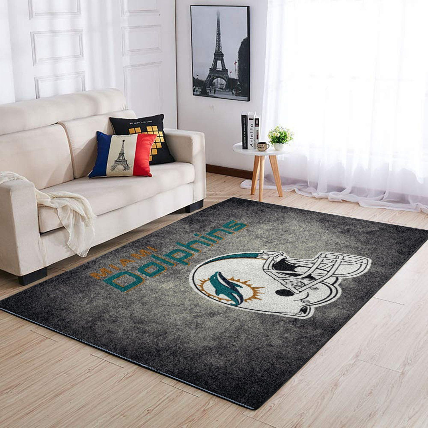 Miami Dolphins Rectangle Area Rug – Full Print Carpet For Living Room & Bedroom Home Decor