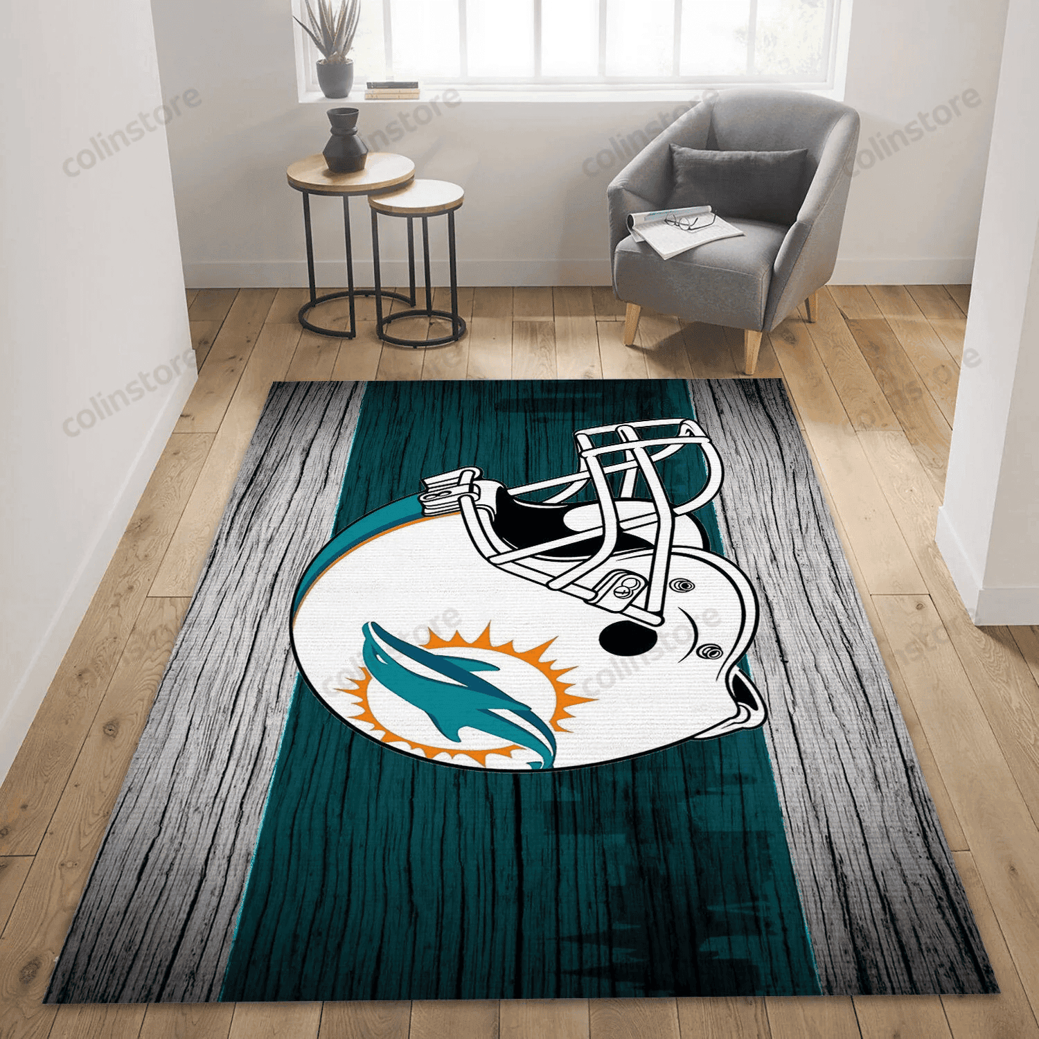 Miami Dolphins Rectangle Area Rug – Full Print Carpet For Living Room & Bedroom Home Decor