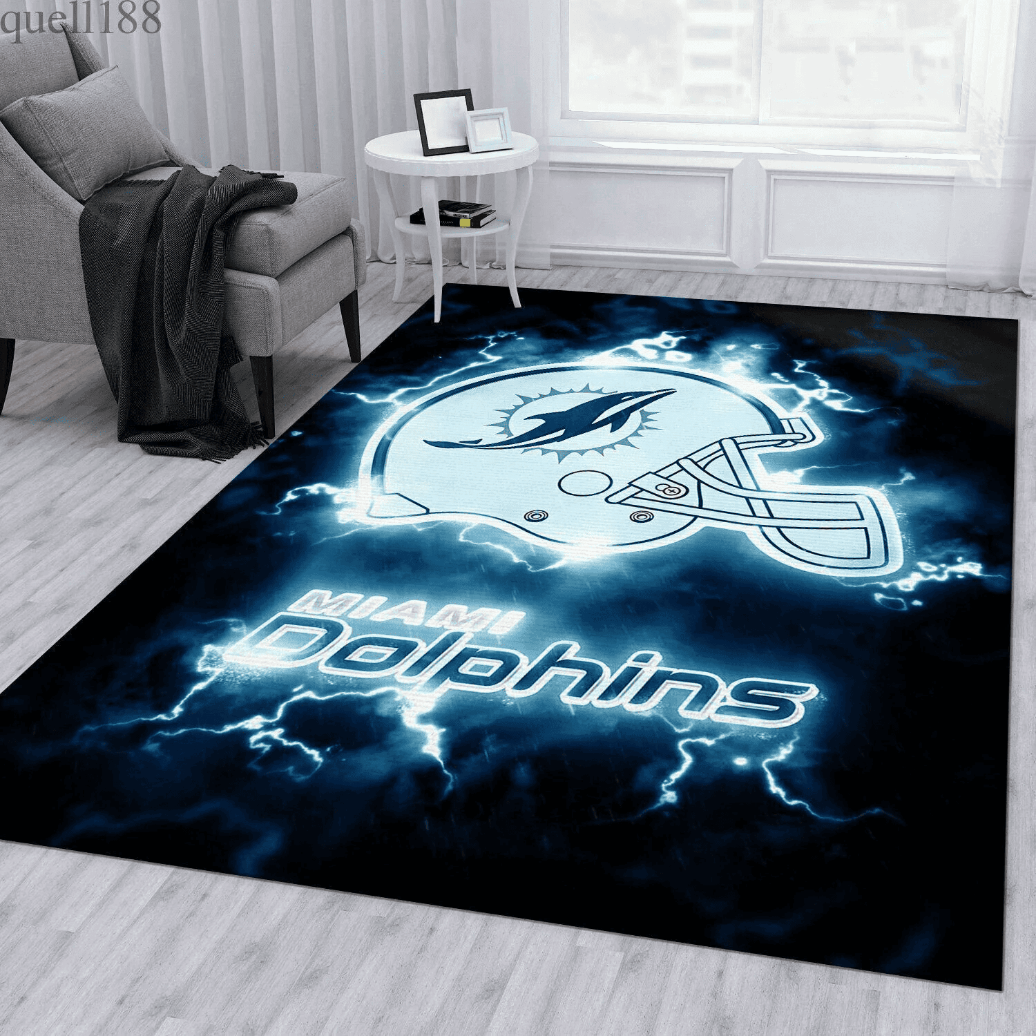 Miami Dolphins Rectangle Area Rug – Full Print Carpet For Living Room & Bedroom Home Decor