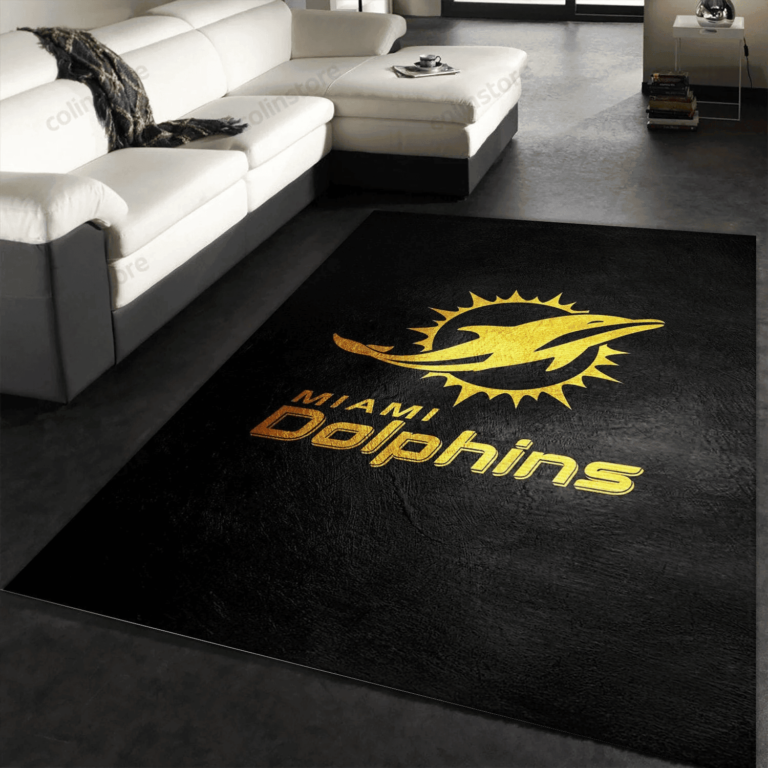 Miami Dolphins Rectangle Area Rug – Full Print Carpet For Living Room & Bedroom Home Decor