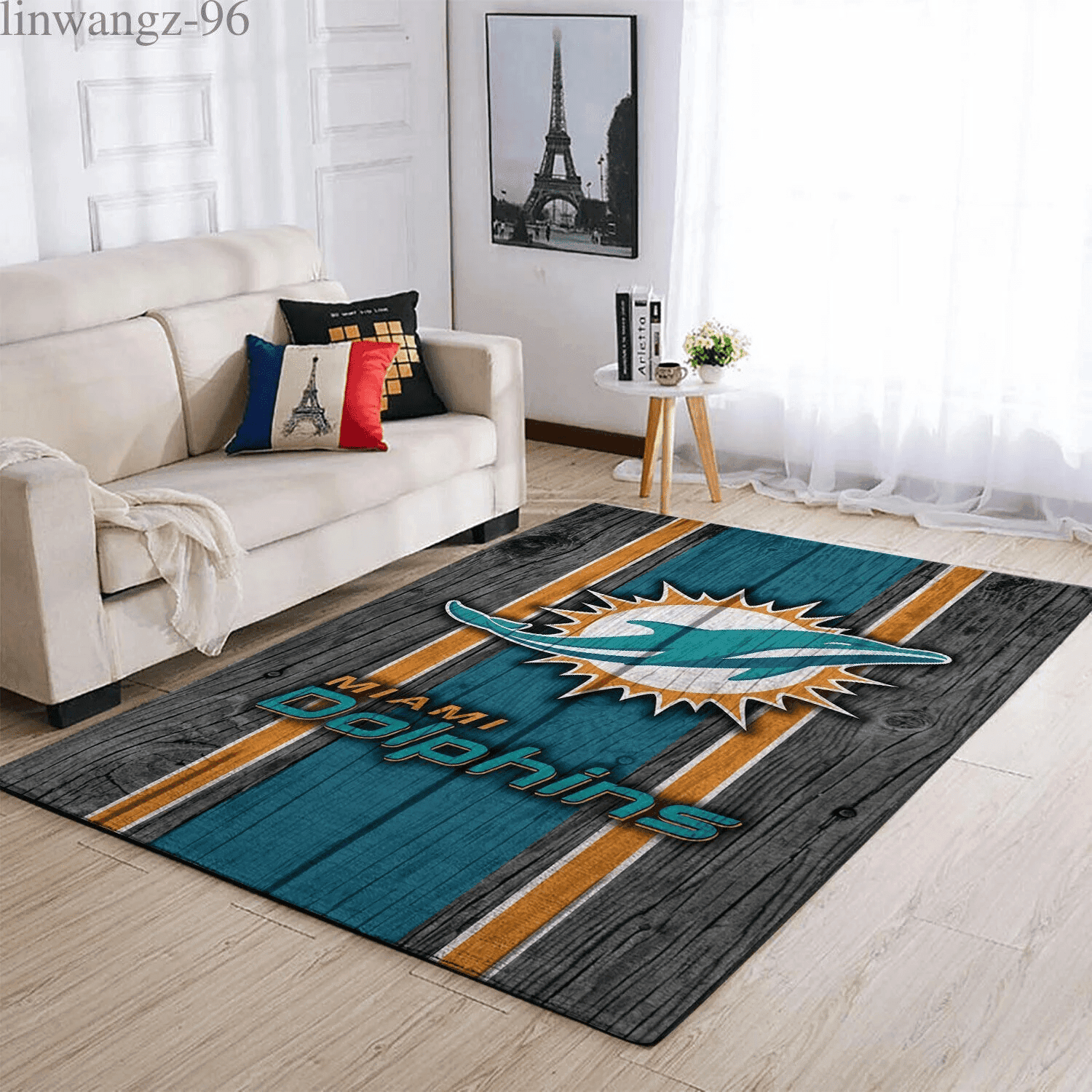 Miami Dolphins Rug Non-slip Rectangle Area Rug – Full Print Carpet For Living Room & Bedroom Home Decor
