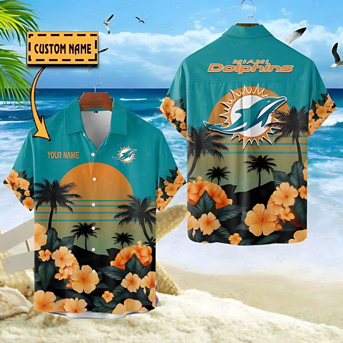 Miami Dolphins Sunset Paradise Aloha Hawaiian Shirt for Men & Women