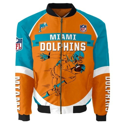 Miami Dolphins Thick Bomber Jacket | NFL Team Jacket for Men & Women | Football Fan Gift