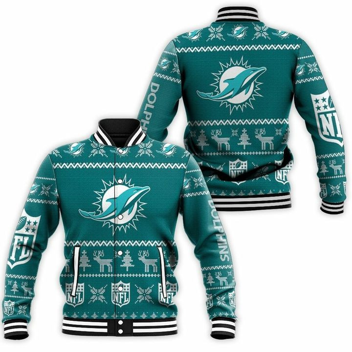 Miami Dolphins Varsity Baseball Jacket for Men & Women | NFL Team Fan Gift